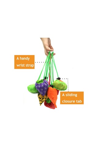 Geekyou 10 Adet Meyve Desenli Yeniden Kullanılabilir Alışveriş Çantaları - Katlanabilir, Taşınabilir, 20 Pound Yük Kapasitesi, Ekonomik Ve Dayanıklı Diğer