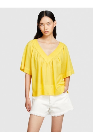 Sisley %100 Pamuk Pileli V Yaka Bluz Kadın 38r Bluz - 324p5ho1lq06q