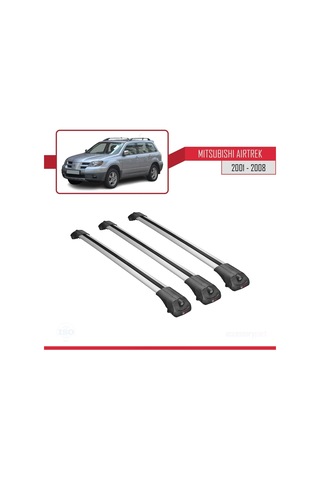 Mitsubishi Airtrek 2001-2008 Arası İle Uyumlu Ace-1 Ara Atkı Tavan Barı Gri 3 Adet Bar