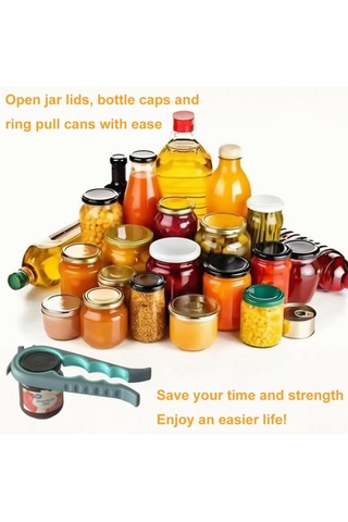 Moveevo Zayıf El Kuvveti Ve Artritli Kişiler İçin Çok Fonksiyonlu Kolay Açma Şişe Ve Konserve Açıcı, Mavi Mavi