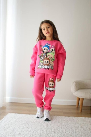 Phokaia Barbosa Kız Çoçuk 3 İplik Şardonlu Sweatshırt Eşortman 2'li Takım Pembe