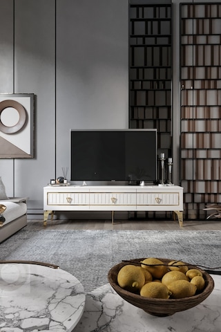 180 CM KLAS MDF MEBRAN KAPAK EKRU GOLD