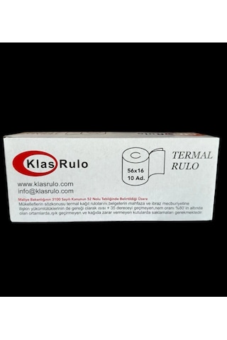 Klas Rulo Yazar Kasa Pos Rulosu 56mmx16metre 10 Paket 100 Adet