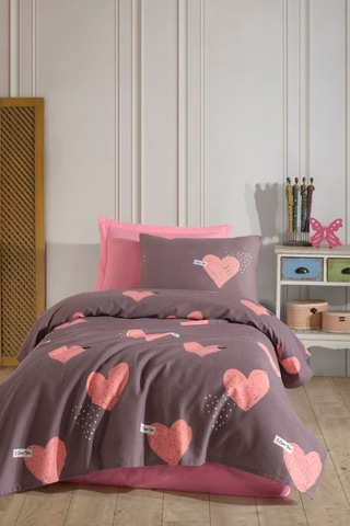 Doğal Pike Baskılı Tek Kişilik Jana Pembe Pembe