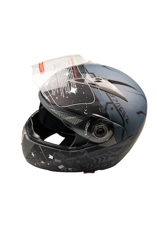 Helmets JK20 - 902 Çene Açılır Güneş Vizörlü Motosiklet Kaskı Siyah Gri Mavi
