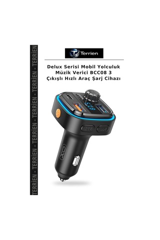 Delux Serisi Mobil Yolculuk Müzik Verici Bcc08 3 Çıkışlı Hızlı Araç Şarj Cihazı