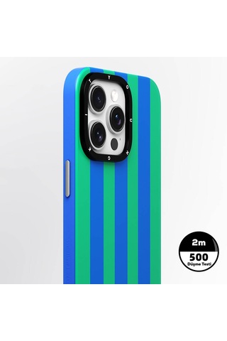 Apple Uyumlu iPhone 14 Pro Kılıf Magsafe Şarj Özellikli Youngkit Striped Piano Keys Serisi Kapak Mavi
