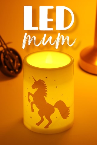 Unicorn Led Mum Bardak Tipi Pilli Dumansız Alevli Dekoratif Yapay Mum Işıldak Dekor Lambası 10 Cm