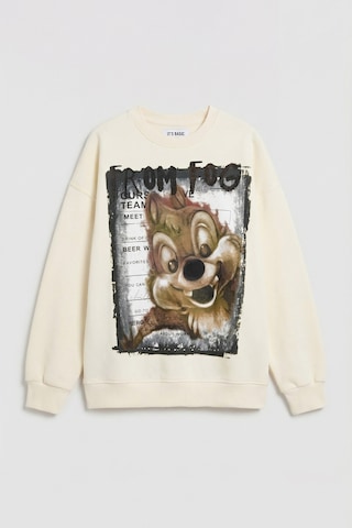 Itsbasic Kadın Ekru W5 Oversize Baskılı %100 Koton Organik Kumaş Sweatshirt