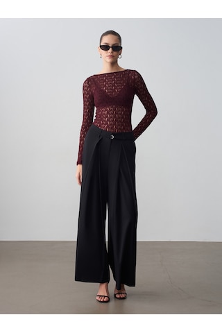 Dilvin 72665 İnce Kemerli Pantolon-siyah