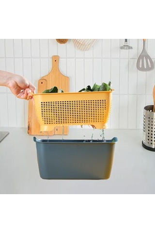 Novahub Meyve Sebze Yıkama Sepeti L, Süzgeç Sebzeler İçin Mavi Sarı
