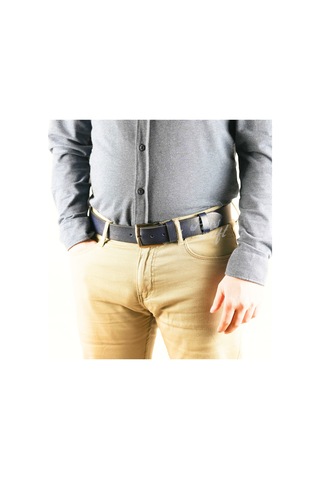 Hakiki Manda Derisi Erkek Kemer 4 Cm Lacivert Kot Kumaş Kemeri Lacivert