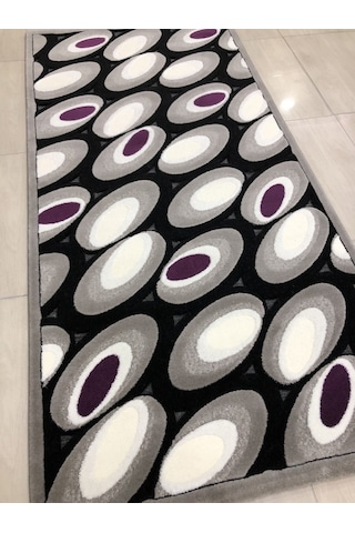 Kaşmir Halı Jade 97X200 Je-004-02 Gri Siyah Mor Yolluk 2 Metre !