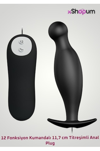 xShopum 12 Fonksiyon Kumandalı 11,7 Cm Titreşimli Anal Plug