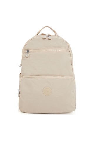 Sanmorris Unisex Suya Dayanıklı Orta Boy Krinkıl Kumaş Çok Gözlü Krem Laptop Okul Ve Seyahat Sırt Çantası Krem