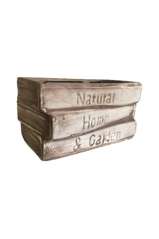 Büyük Boy Dekoratif Eskitme Kitap Saksı Kahve Köpüğü