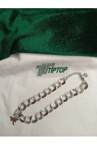 Tiptop/ Gümüş Renk Samanyolu Zincir Çelik Choker Kolye - Bileklik- Halhal Set Gümüş