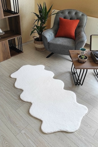 Peluş Post Beyaz Çift Kafa Yıkanabilir Kaymaz Taban Post Peluş