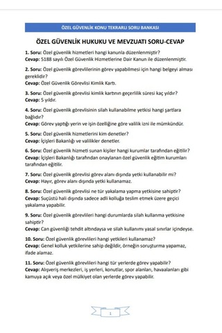 Özel Güvenlik Soru-cevap Kitabı 1000 Soru