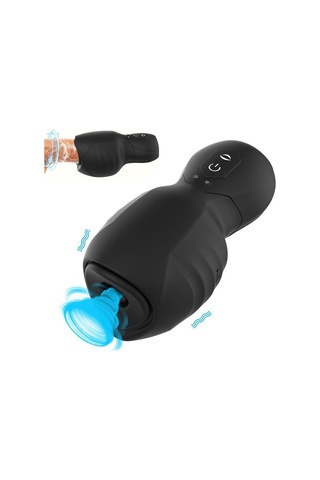 Carmine Emiş Yapabilen Penis Eğitmeni Şarjlı Su Geçirmez Otomatik Mastürbatör Siyah