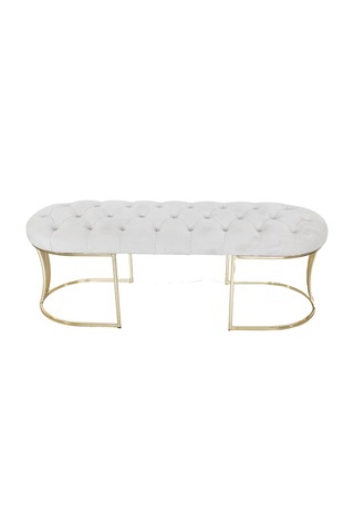 VİEGO GOLD BEYAZ-Kapitoneli Model Puf&Bench&Koltuk-Oturak-Uzun Makyaj Puff-Yatak Odası Ucu&Önü