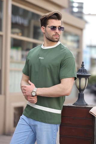 Madmext Haki Baskılı %100 Pamuklu Erkek T-shirt E7135 Haki