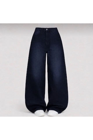 St.poll Unisex Baggy Jeans Lacivert