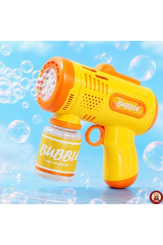 Oyuncak Işıklı Otomatik Köpük Tabancası Bubble Gun 5000+ Köpük Çocuklar İçin Sarı Renk
