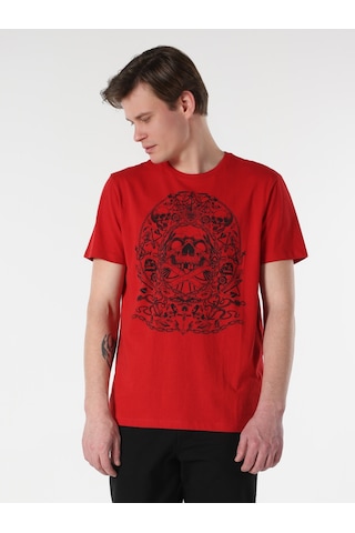 Colin'S Regular Fit Bisiklet Yaka Baskılı Kırmızı Erkek Kısa Kol Tişört Cl1062678_Q1.V1_Red