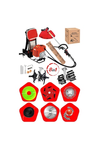 Staxx St8in1 Benzinli 20HPX Çim Çayır Ot Biçme Bahçe Bakımı Sırt Tipi Tırpan + 8'li Süper Set Çapa