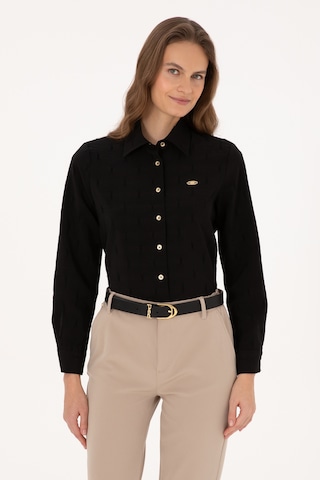 U.s. Polo Assn. Kadın Siyah Gömlek Desenli 50308707-vr046 Siyah