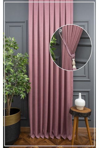 Decoperde Pudra Ada Fon Perde Pilesiz Extraforlu Düz Dikim Büzgü Pile