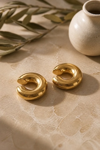 Kadın Gold Renk Paslanmaz Çelik Dolgun Earcuff Küpe