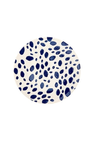 Tulu Porselen Lido Puantiyeli Servis Tabağı - Mavi - 25 Cm Mavi