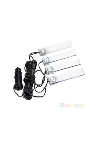 jmsstore Araba Üstü Araba Atmosferi 4'ü 1 Arada 12v Mavi Lamba Şarj Led İçi