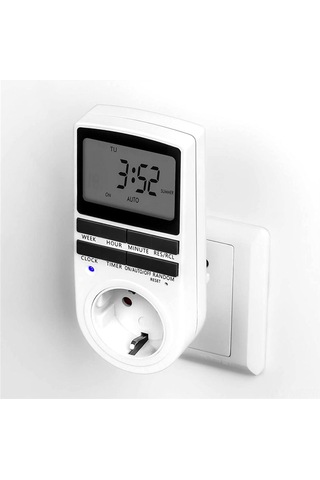 Mufunye Eu Standartlı Dijital Zamanlayıcı Prizi - Büyük Lcd Ekranlı, Program Hatırlama Ve Rastgele Fonksiyonlu, 16a/3680w