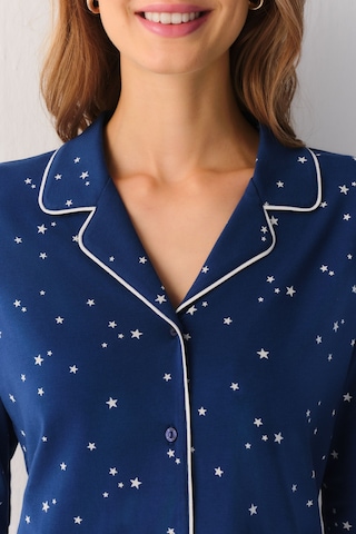 Suwen Dreaming Stars Gömlek Yaka Pamuklu Pijama Takımı Sh27401660b853 Yıldız Baskılı