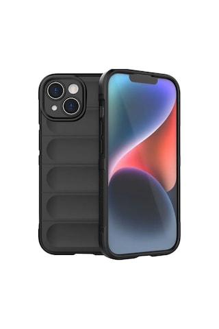 Apple Uyumlu iPhone 15 Silikon Kılıf - Kamera Korumalı Esnek Yeni Nesil Airbag Kapak - Siyah