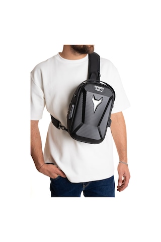 Newish Polo Erkek Şifreli Kilitli Su Geçirmez Sling Bag 404 Çapraz Omuz Ve Sırt Çantası - New404 Siyah - Beyaz
