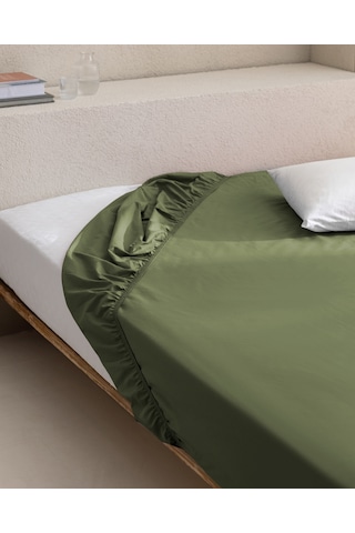 Manon Tek Kişilik %100 Pamuk Ranforce Lastikli Çarşaf - Haki Çok Renkli