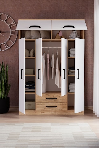 Tema 6 Kapak 2 Çekmeceli Gardırop Atlantik Çam Beyaz