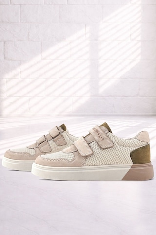 Rakerplus Hakiki Deri Nubuk Çift Cırtlı Çocuk Sneaker Spor Ayakkabı Vizon