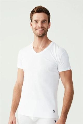 U.S. Polo Assn. Erkek Beyaz 2 Li V Yaka Atlet 80194 Beyaz
