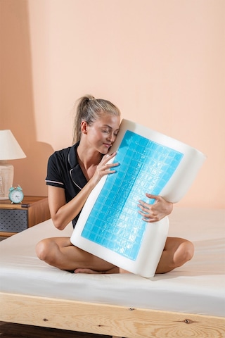 Visco Ortopedik Boyun Destekli Serinleten Jelli Yastık 60x40x12/10cm Beyaz