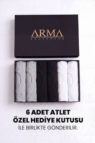 Arma Yıldız Erkek Premium %100 Pamuk Renkli Atlet 6'lı Özel Hediye Kutulu Damat Bohçası Çeyiz Seti 2be 2si 2gri