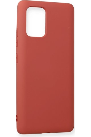 Newface - 501 - Samsung Galaxy Uyumlu A91 / S10 Lite Kılıf Nano İçi Kadife Silikon - Csmo-tex - - Kiremit