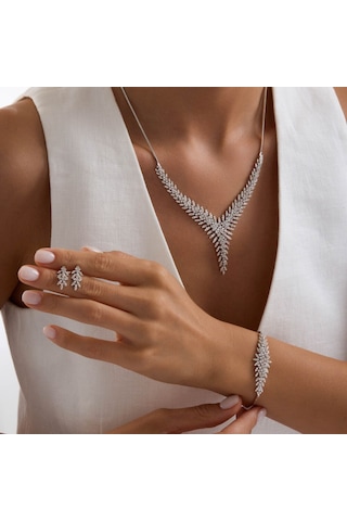 Flower Beyaz Altın Sarmaşık Takı Seti T14325