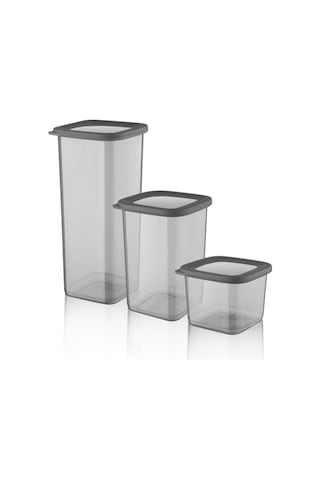 Omnipazar Sy-2735 Fresca Kare Erzak Saklama Kabı Silikon Kapak 3'lü Set Şeffaf