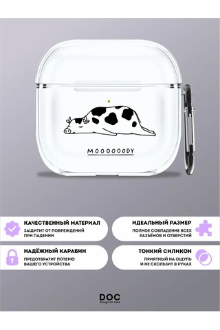 Designoncase Airpods Uyumlu 4 İçin İnek Desenli Kılıf 280411992 Beyaz