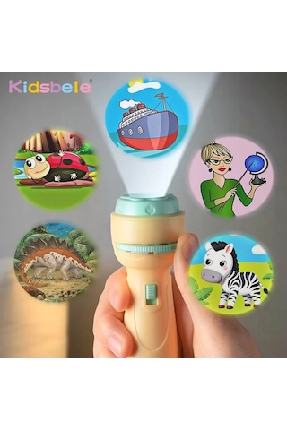 Gebibd Karikatür El Feneri 80 Desen 3d Proje Oyuncak Çocuklar İçin Mavi Mor